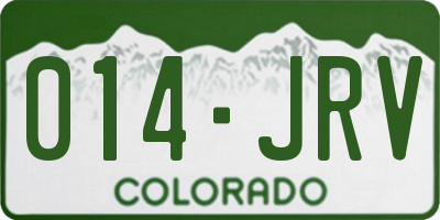 CO license plate 014JRV