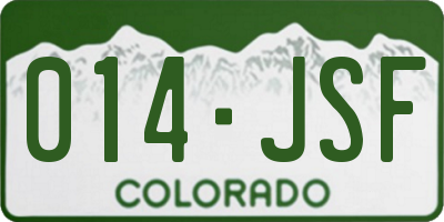 CO license plate 014JSF