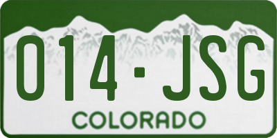 CO license plate 014JSG