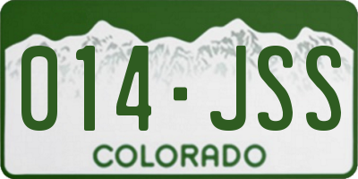 CO license plate 014JSS