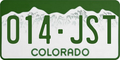 CO license plate 014JST