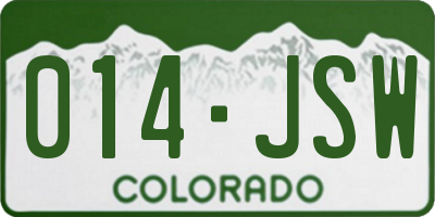 CO license plate 014JSW