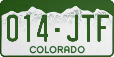 CO license plate 014JTF
