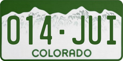 CO license plate 014JUI