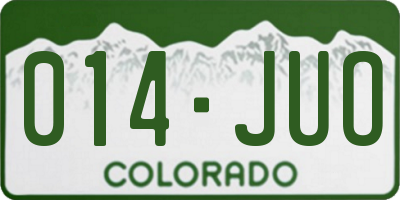 CO license plate 014JUO