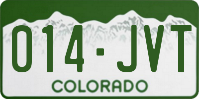 CO license plate 014JVT