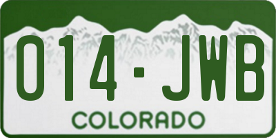 CO license plate 014JWB