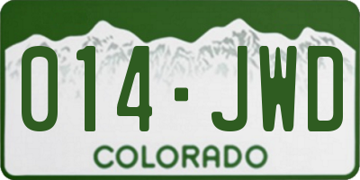 CO license plate 014JWD