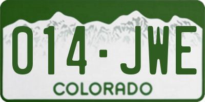 CO license plate 014JWE