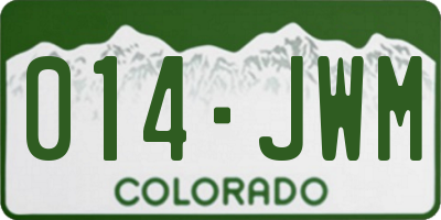 CO license plate 014JWM