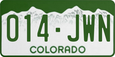 CO license plate 014JWN