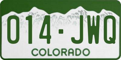 CO license plate 014JWQ