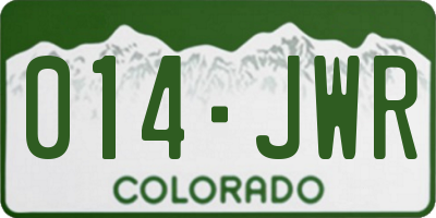 CO license plate 014JWR