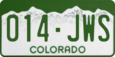 CO license plate 014JWS