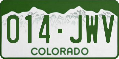 CO license plate 014JWV