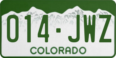 CO license plate 014JWZ