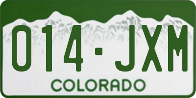 CO license plate 014JXM