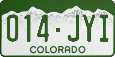 CO license plate 014JYI