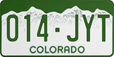 CO license plate 014JYT