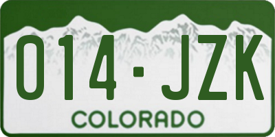 CO license plate 014JZK