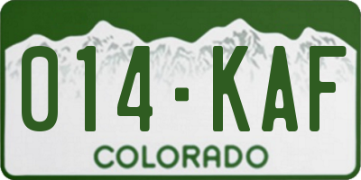 CO license plate 014KAF