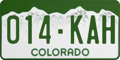CO license plate 014KAH