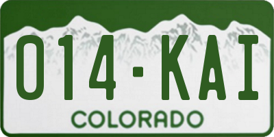 CO license plate 014KAI