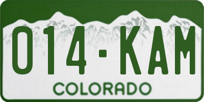 CO license plate 014KAM