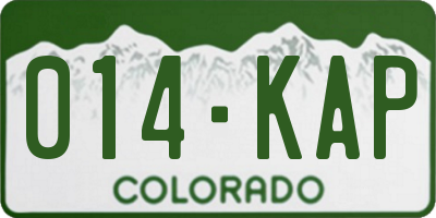 CO license plate 014KAP