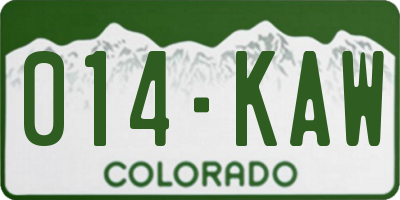 CO license plate 014KAW