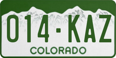 CO license plate 014KAZ