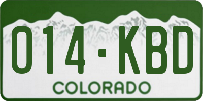 CO license plate 014KBD