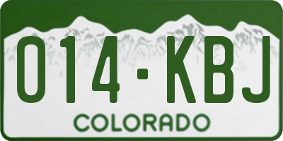 CO license plate 014KBJ