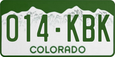 CO license plate 014KBK