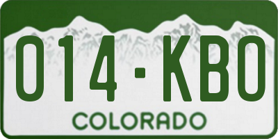 CO license plate 014KBO