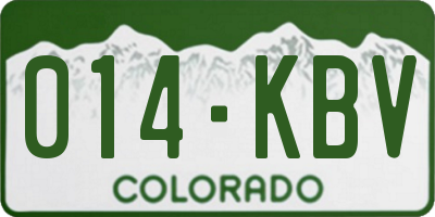 CO license plate 014KBV