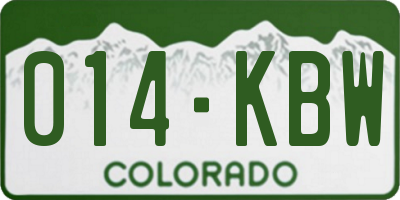 CO license plate 014KBW