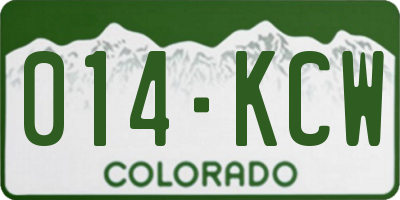 CO license plate 014KCW