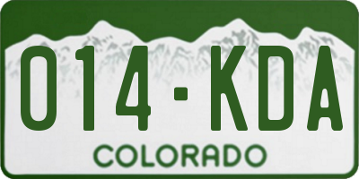 CO license plate 014KDA