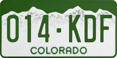 CO license plate 014KDF
