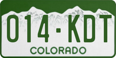 CO license plate 014KDT
