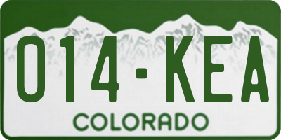 CO license plate 014KEA