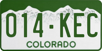 CO license plate 014KEC