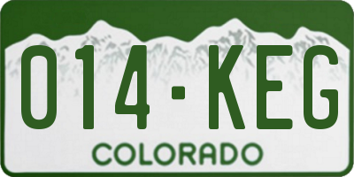 CO license plate 014KEG