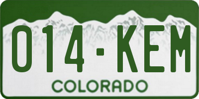 CO license plate 014KEM