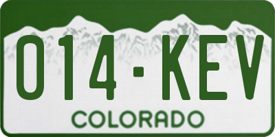 CO license plate 014KEV