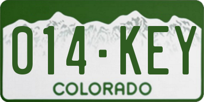 CO license plate 014KEY