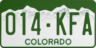 CO license plate 014KFA