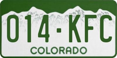 CO license plate 014KFC