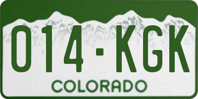 CO license plate 014KGK